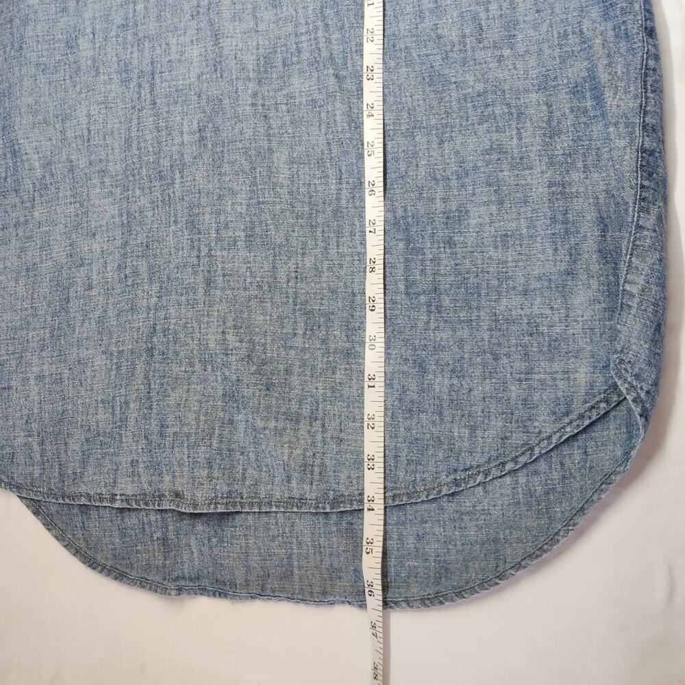 Eileen Fisher Hemp Organic Cotton Chambray Blue Tunic Dress Medium Lagenlook - Picture 9 of 11